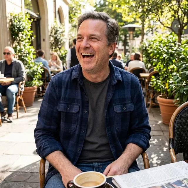 Illustrative photo of a smiling adult outdoors